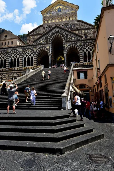 Amalfi Italie Juillet 2018 Touristes Cathédrale Saint André Apôtre — Photo