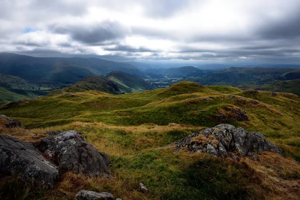 Темні бурі хмари над Grasmere Стокова Картинка