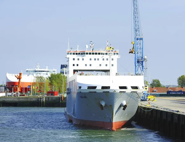 Adeline Ro-Ro buques de transporte de carga que se hacen cargo de la carga — Foto de Stock
