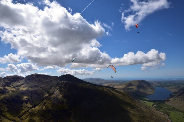Paragliders over Lingmell Fell