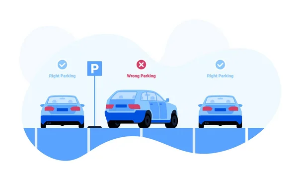 Σωστό Και Λάθος Παραδείγματα Στάθμευσης Αυτοκινήτων Απεικόνιση Διάνυσμα Για Web — Διανυσματικό Αρχείο