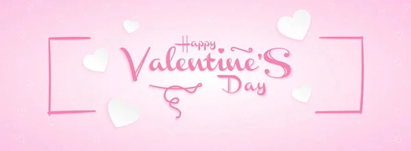 Feliz día de San Valentín banner corazones y letras — Archivo Imágenes Vectoriales