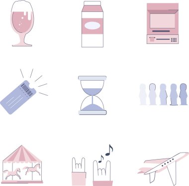 Web ve baskı için hobi ve eğlence simgesi seti