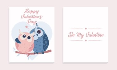 Aşk web ve baskı iki sevimli sarılma baykuş