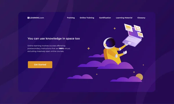 Raumfahrer studieren. Online-Lernkonzept für das Web — Stockvektor