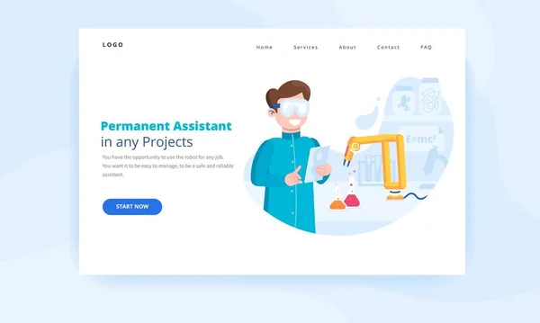 Robotique automatisation des processus landing page concept web — Image vectorielle