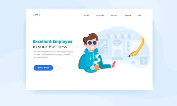 Roboter Prozessautomatisierung Landing Page Konzept Web — Stockvektor