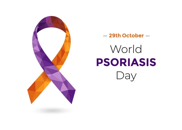 Journée mondiale du psoriasis 29 octobre concept avec ruban de sensibilisation violet et orange — Image vectorielle