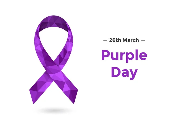 Purple Day 26 de marzo concepto con cinta de conciencia de lavanda . — Archivo Imágenes Vectoriales