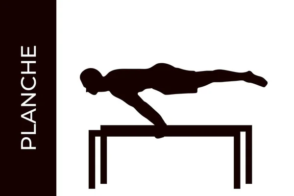 Мужской силуэт, занимающийся гимнастикой — стоковый вектор