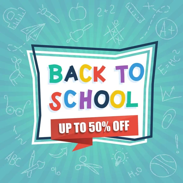 Back to school sale colorful banner template for web — Stock Vector