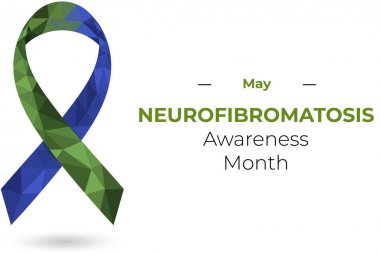 Neurofibromatosis green and blue awareness ribbon. clipart