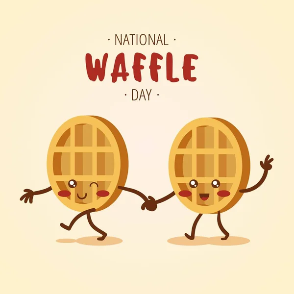 Dia Nacional do Waffle waffles vetoriais coloridos com sorrisos alegres . — Vetor de Stock