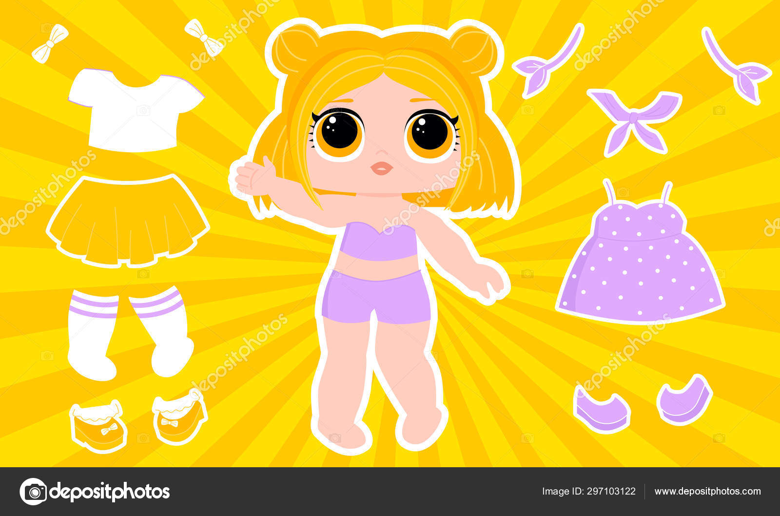Bonita boneca de papel menina loira com duas roupas . imagem vetorial de  webkpd© 297103122