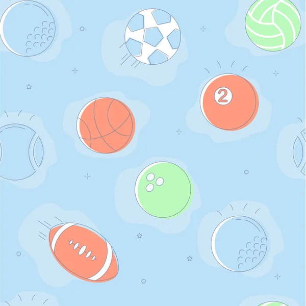 Linear colorful sport balls vector pattern for web.