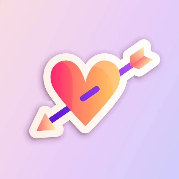 Gradient heart with arrow vector sticker template for print. — Stock Vector