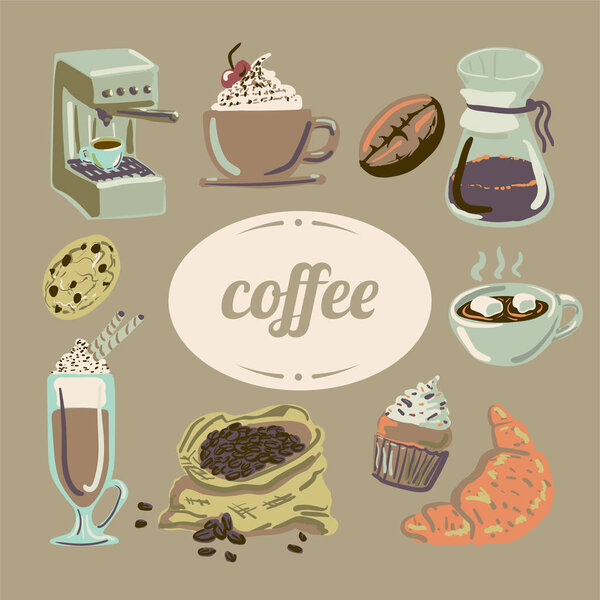 Warm and cozy hand drawn vector coffee shop poster.