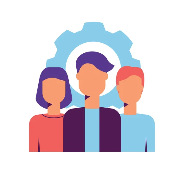Colorful vector icon with a team of young professionals.