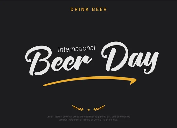 Modelo Bandeira Horizontal Escuro Dia Internacional Cerveja Retro Fonte Tagline — Vetor de Stock
