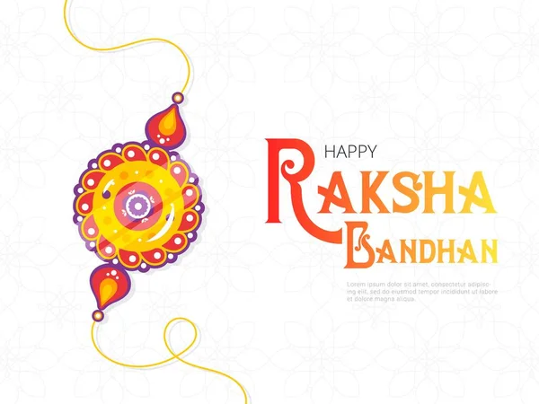 Happy Raksha Bandhan πρότυπο πανό φεστιβάλ. Παραδοσιακό φυλαχτό ρακί που δίνεται στις αδελφές από τους αδελφούς ως ένδειξη προστασίας και διακοσμητικής ετικέτας. Ινδουιστική κουλτούρα. Saluno, Silono ή γιορτή Rakri. — Διανυσματικό Αρχείο