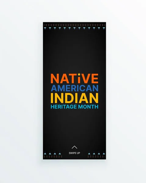 Native American Indian Heritage Month - Νοέμβριος - social media ιστορία με πολύχρωμο κείμενο σε σκούρο φόντο. Δημιουργία γεφυρών κατανόησης με τους αυτόχθονες — Διανυσματικό Αρχείο