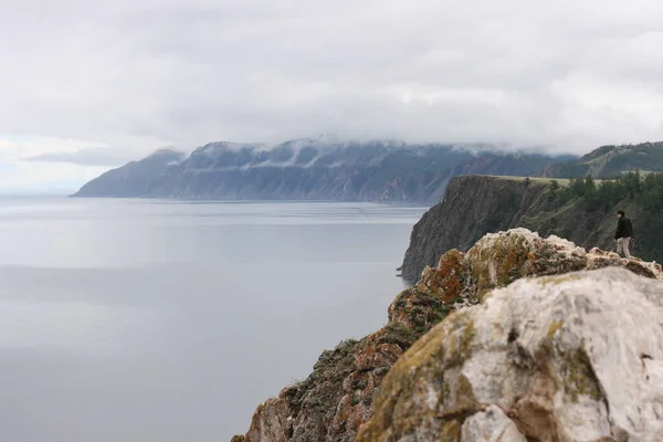 Danau Baikal Musim Panas Pemandangan Pulau Olkhon Dalam Cuaca Hujan — Stok Foto