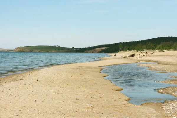 Danau Baikal Pemandangan Pantai Pulau Olkhon Dan Hutan Pantai Pantai — Stok Foto