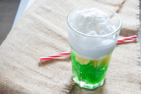 Thai Dessert Rice Noodles Jackfruit Coconut Milk Shaved Iced Popular — Stock Photo, Image