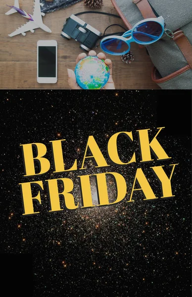 Poster Black Friday Dengan Gambar Konsep Perjalanan — Stok Foto