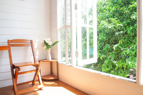 Big Window Garden View Country Home — Stock Photo, Image