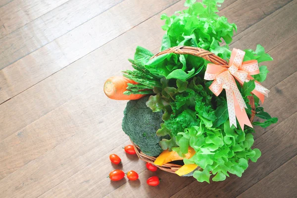 Healthy gift set. Vegetables in gift set basket