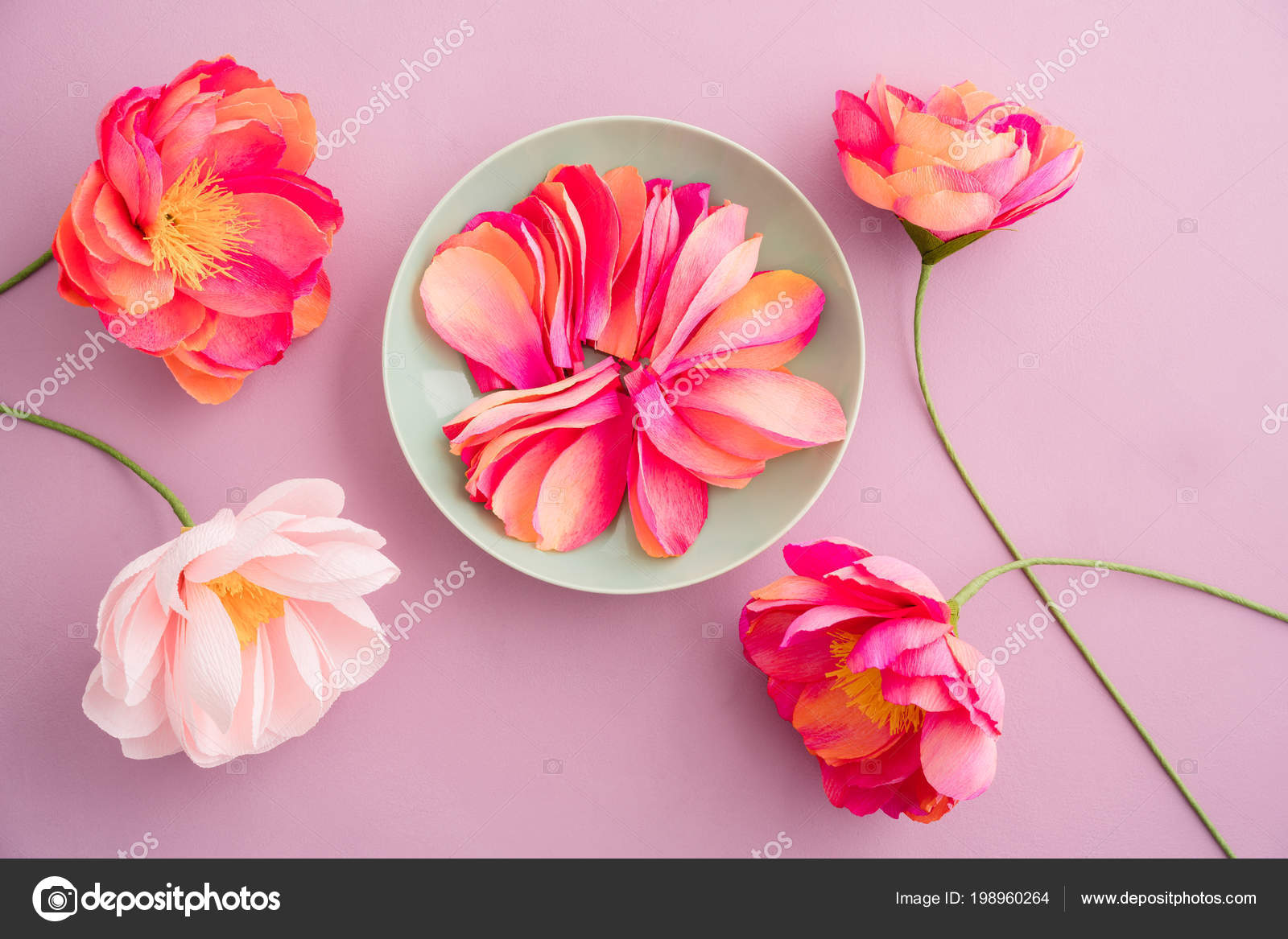 Papel de crepe flores de peônia fotos, imagens de © ECoelfen #198960264