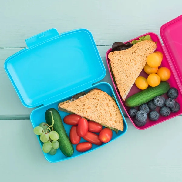 Hälsosam lunchlådor — Stockfoto