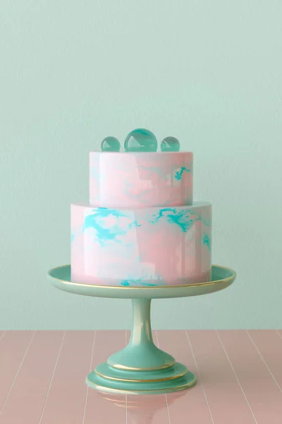 Mirror glaze cake rendering — Stock Photo, Image
