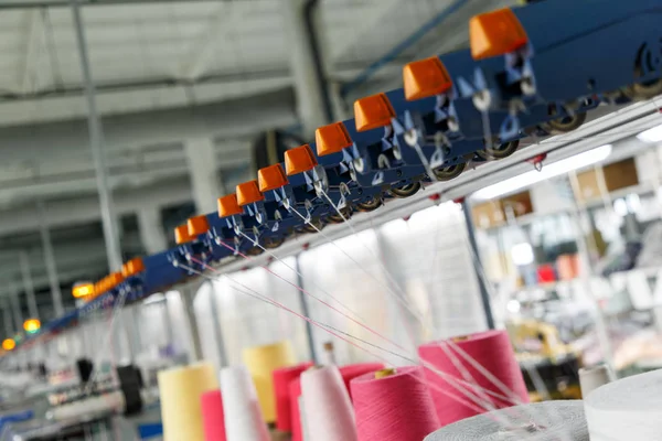 Textilindustrin Med Stickmaskiner Fabrik — Stockfoto