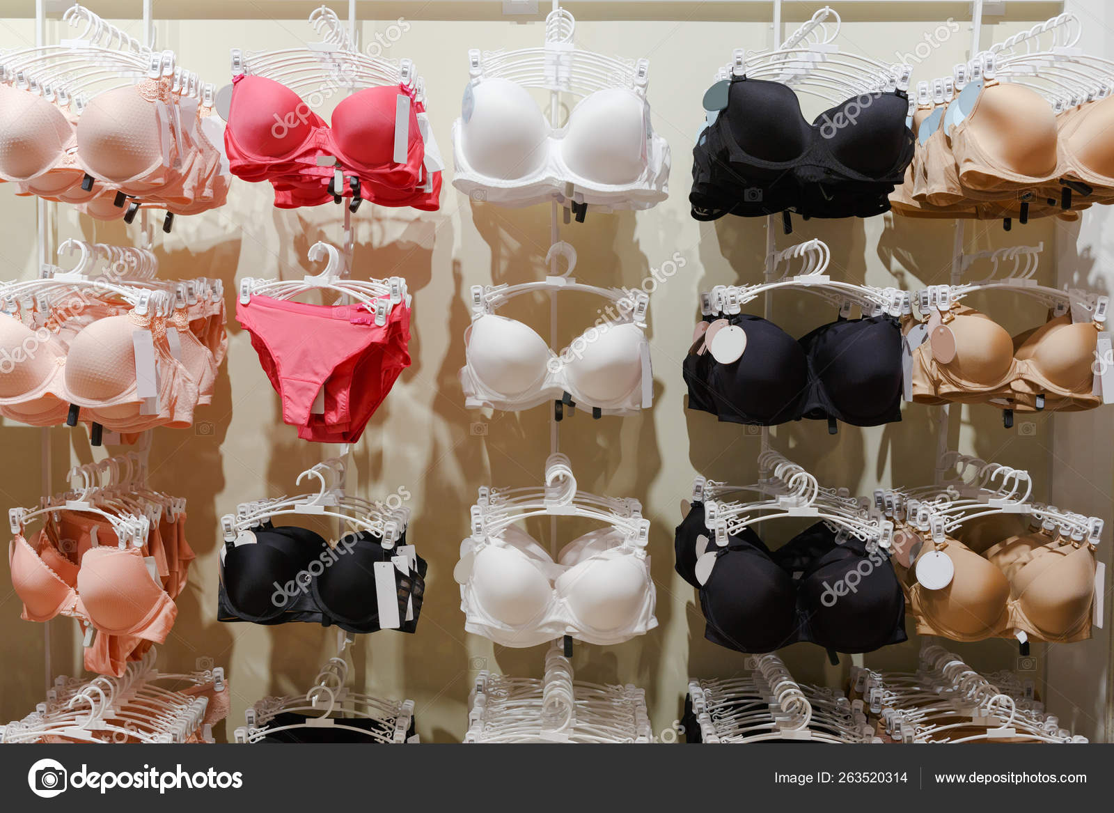 Shop woman underwear clothes, bra in the shopping mall Stock Photo by  ©Aksakal 263520314