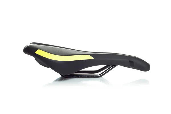 Black leather bicycle saddle — Stock Photo, Image