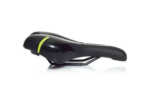 Black leather bicycle saddle — Stock Photo, Image