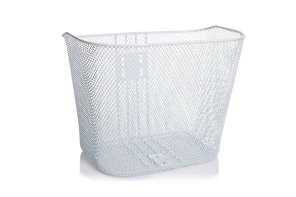 Metal white bicycle basket — Stock Photo, Image