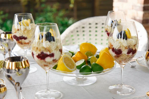 Sweet Dessert in big glasses — Stock Photo, Image