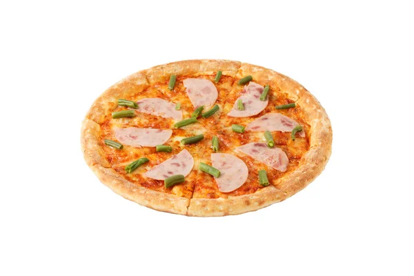 Deliciosa pizza clásica italiana con jamón y espárragos —  Fotos de Stock