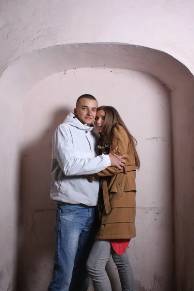 Young happy amorous cheerful couple — Stock Photo, Image