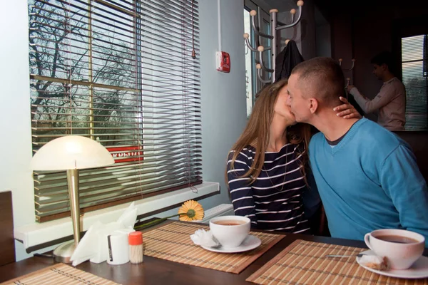 Couple in love drinking tea — Stock Photo, Image