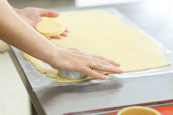 Making Sweet Savory Tarts Quiche National French Home Cooking Hand — Stock Photo, Image