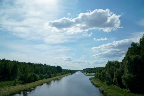 Pohled Augustowský Průplav Krajina Běloruska Venkovský Venkov Časová Prodleva — Stock video