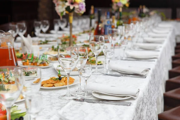 Conjunto Mesa Para Casamento Outro Jantar Evento Servido Conceito Servir — Fotografia de Stock