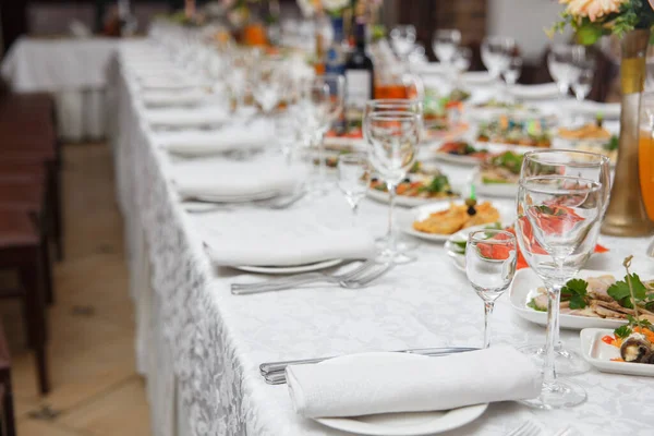 Tafelset Voor Bruiloft Een Ander Catering Diner Concept Serveren Feest — Stockfoto