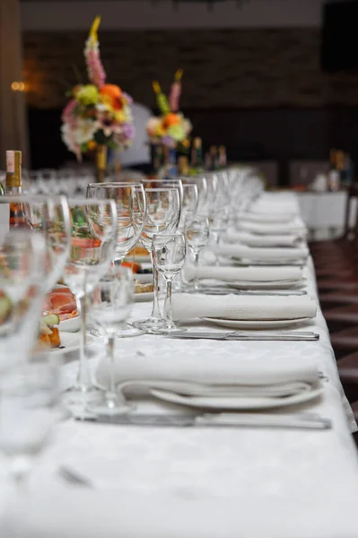 Table Set Wedding Another Catered Event Dinner Concept Serving Celebration — Stock Photo, Image