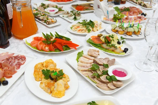 Düğün Başka Bir Etkinlik Yemeği Için Masa Hazır Hizmet Kavramı — Stok fotoğraf