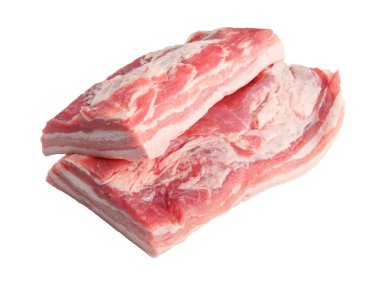 A large piece of raw meat fresh pork. Picnic shoulder butt part. Isolated on white background.